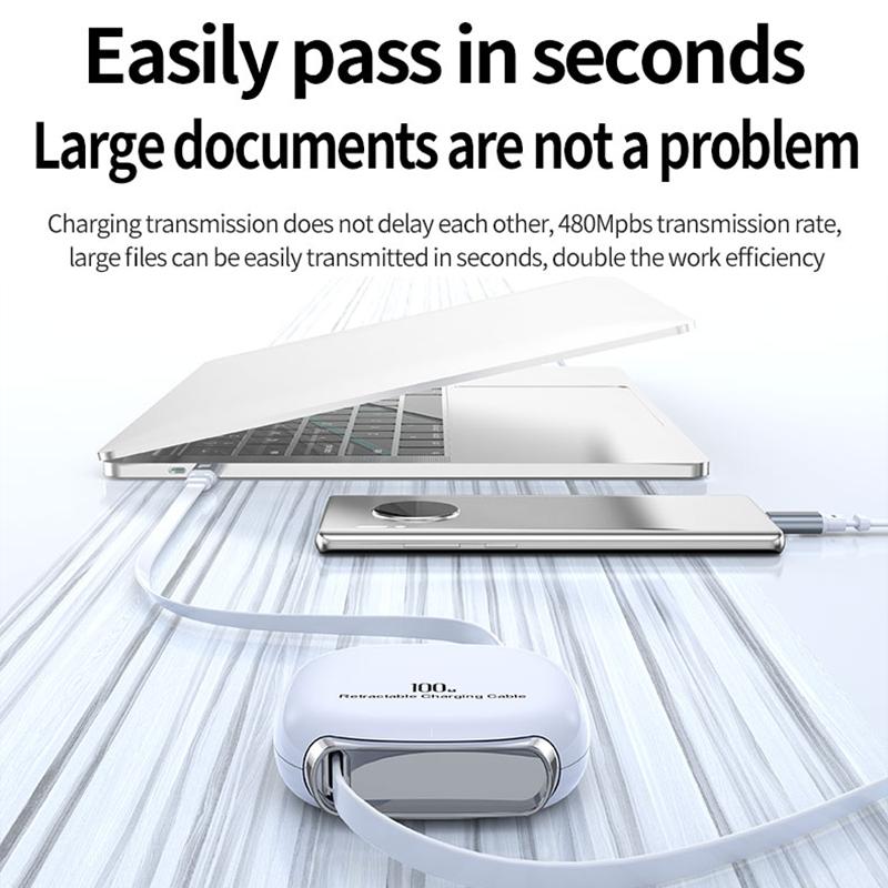 VAORLO Retractable 100W Fast Charging Cable Type C Data Cable For iphone 15/16series Samsung Laptop Tablets PD 3.0 Fast charging