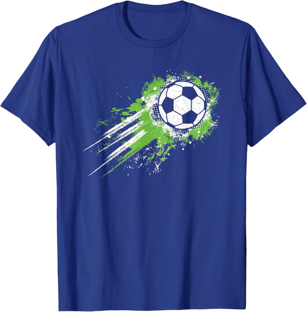 Grunge Soccer Ball Splash Graphic Tee Breathable Cotton Short Sleeve Tshirt For Boys And Unisex