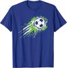 Grunge Soccer Ball Splash Graphic Tee Breathable Cotton Short Sleeve Tshirt For Boys And Unisex