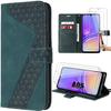 Protective Case - Samsung - Galaxy A05 - PU Leather - 2 Tempered Glasses - Night Green