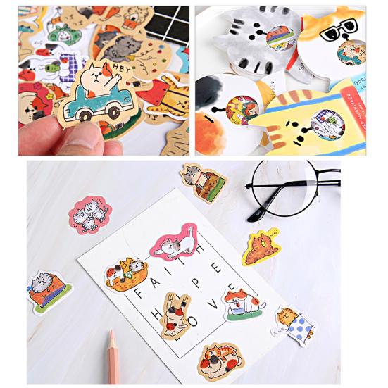 30Pcs  Adorable Attractive Stickers Creative Cats Elements Paper Suitcase Stickers for Hand Account