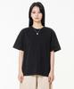 MOZMOZ Pigment Crop Plain Back Slit Short Sleeve T-Shirt Black