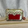 [Pre-Owned] Padlock Metal Lock Buckle Bag GG Blooms Logo Geranium Print Canvas And Leather Box Bag Chain Shoulder Crossbody Bag S - Very Good #19AOBGS