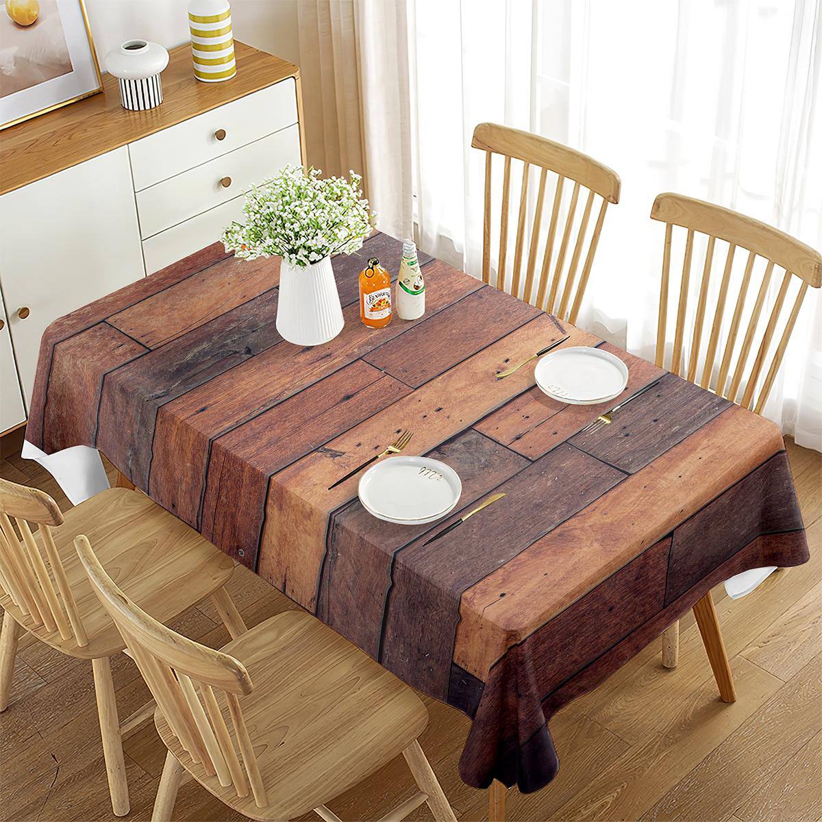 Tafelkleed Houttextuur voor Rechthoekige Tafel Bruine Plank Natuur Landelijke Stijl voor Keuken Eetkamer Banket Decoraties 60x120cm