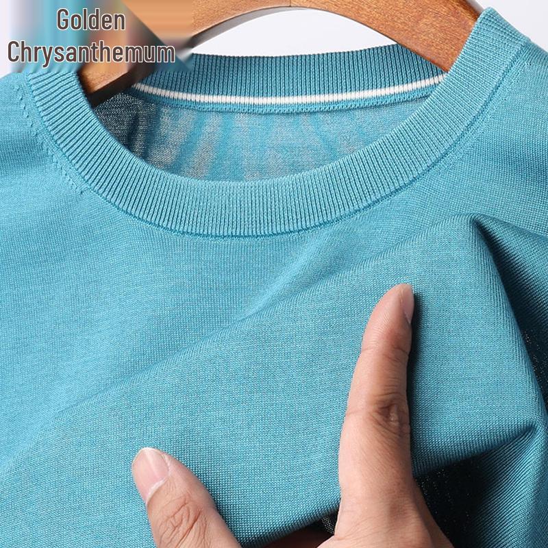 Men's 100% Mulberry Silk Knit Short Sleeve T-Shirt