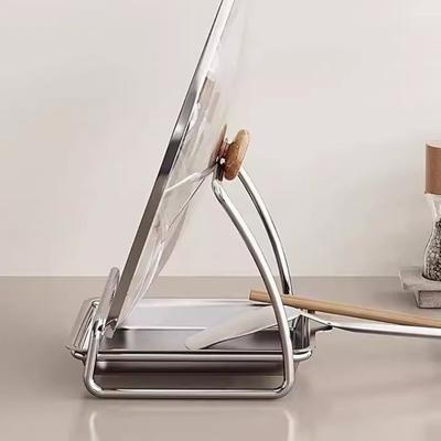 Stainless Steel Pot Lid Rack Sturdy Non-Tipping Pan Cover Holder Modern Rust Proof Kitchen Storage Rack Pot Lid Storage