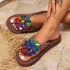 Fashion Summer New 2025 Pinch Toe Women's Slippers Fashion Outdoor Beach Plus Size Sequins Floral Light Best Seller Flat Slipperszapatos