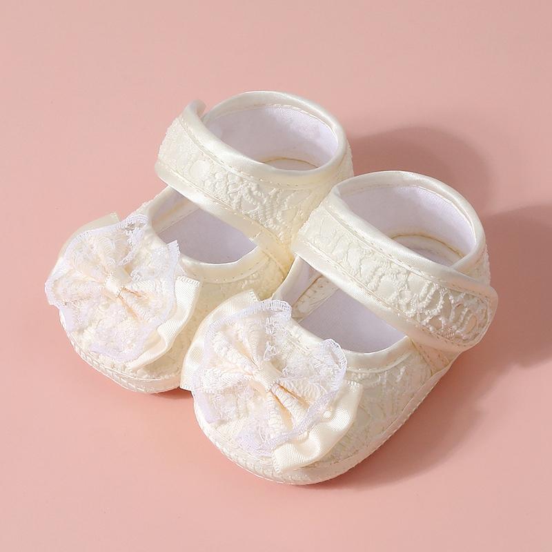 Spedbarn Baby Flate Sklisikre Sko Pustende Sløyfesko
