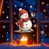 Cartoon Snowman Bird and Snowflake Glass Window Decoration Stickers for Home Beautification