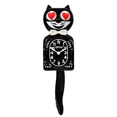 Kit Cat Klock Wall Clock - Cute Cat Eye and Tail Moving Pendulum Clock - Black with Heart Eye