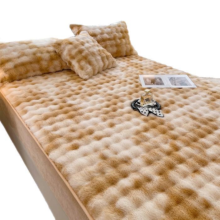 Luxurious Faux Rabbit Fur Bed Skirt & Velvet Mattress Protector