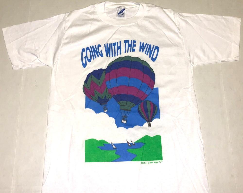 

Rare Vintage 1990 Hot Air Balloon Ballooning Going With The Wind T-Shirt New! SM Unisex T-Shirt XXL