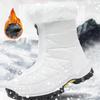 Women's Winter Leather Boots Women Winter Shoes Keep Warm Non-slip Black Snow Boots Ladies Lace-up White Boots