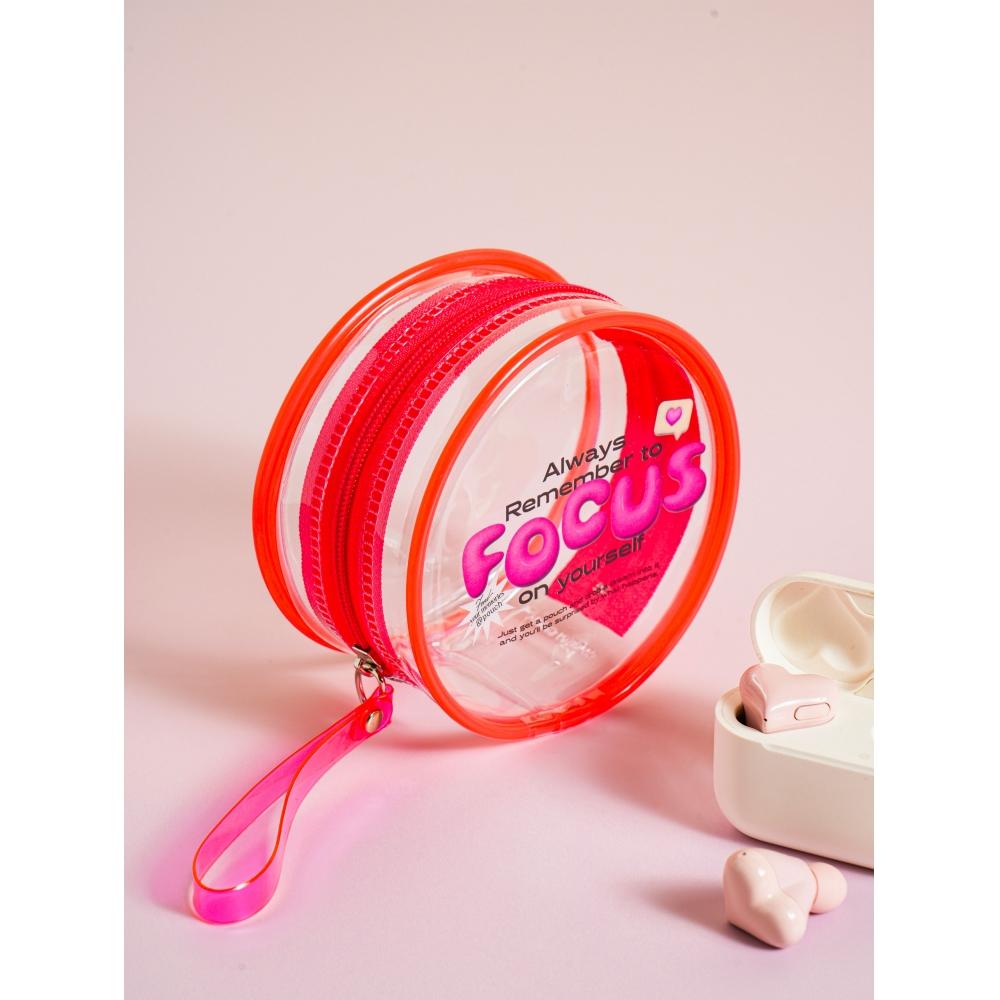 

Прозрачный круглый мешочек Daiso Three Dimensional Typo, розовый