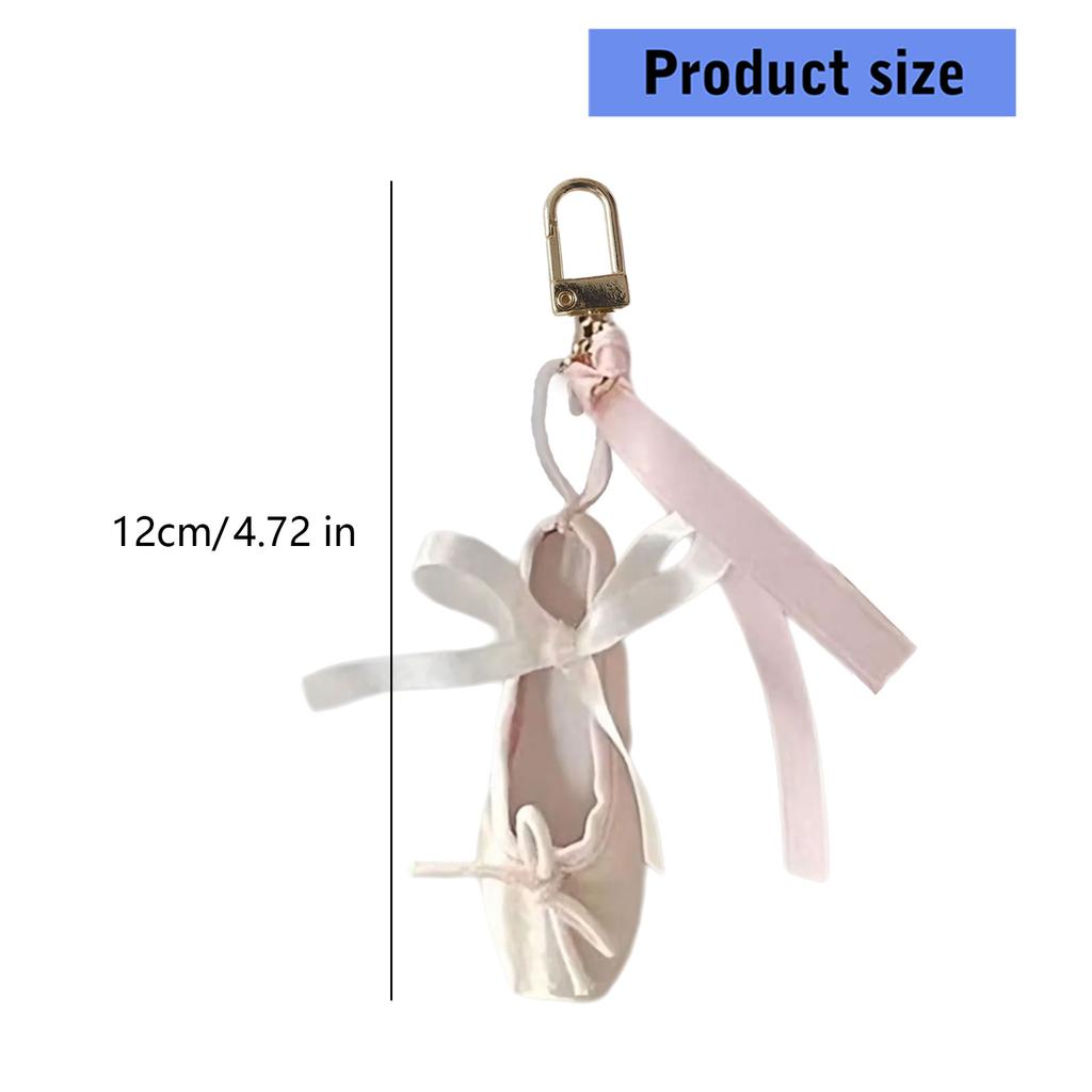 Lightweight Sturdy Fabric Ballet Shoe Charm Keychain Elegant Craftsmanship Multi Purpose Decoration for Bags and Clothing