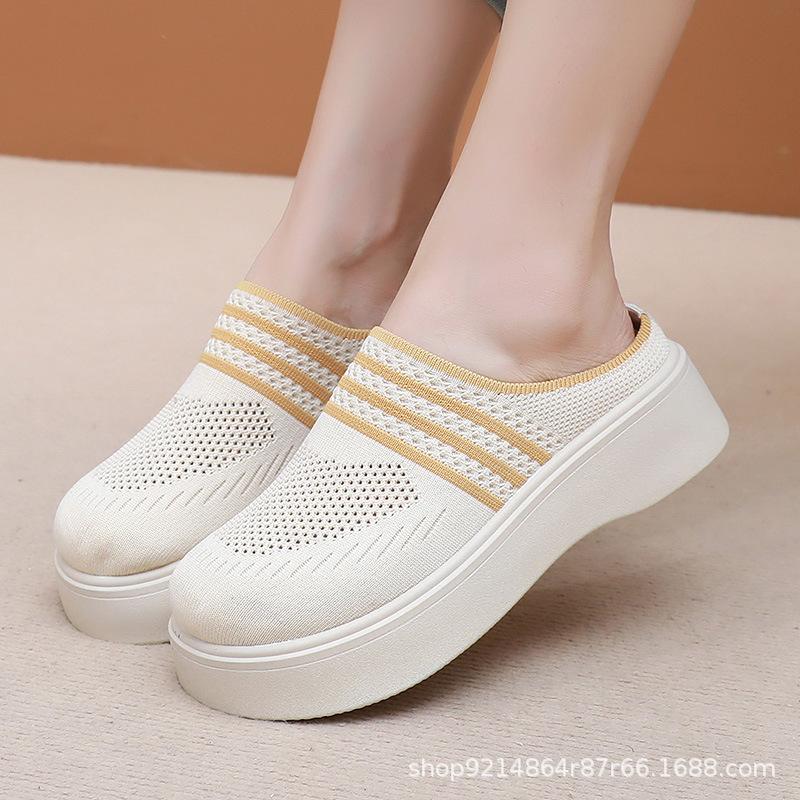 Schuhe Damen Sommer atmungsaktiv Halbslipper Damenschuhe neu lässig weichsohlig Meshstoffschuhe lässig rutschfest ein Pedal
