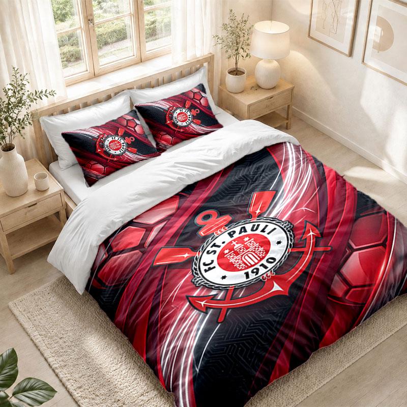 Bettwäsche-Set 1 Bettbezug 2 Kissenbezüge Fulham Fußball Druck Schlafzimmer Heimdekoration