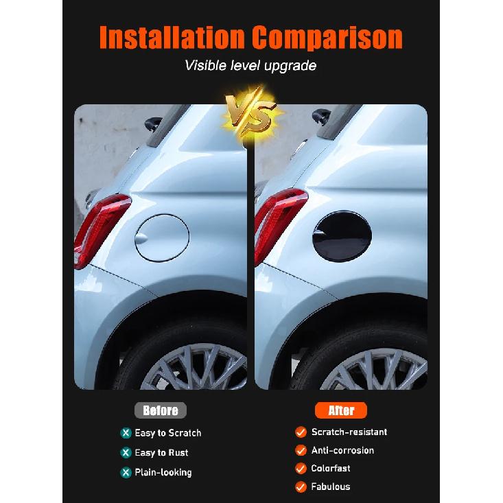 For Fiat 500 2016-2025 ABS Car Fuel Tank Cap Panel Trim Cover Decorative Sticker Protection Exterior Accessories
