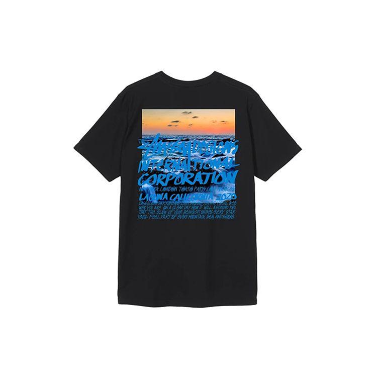 Stussy Clear Day Graphic Short Sleeve American Vintage T-Shirt Unisex Tops Black 1904502-BLACK