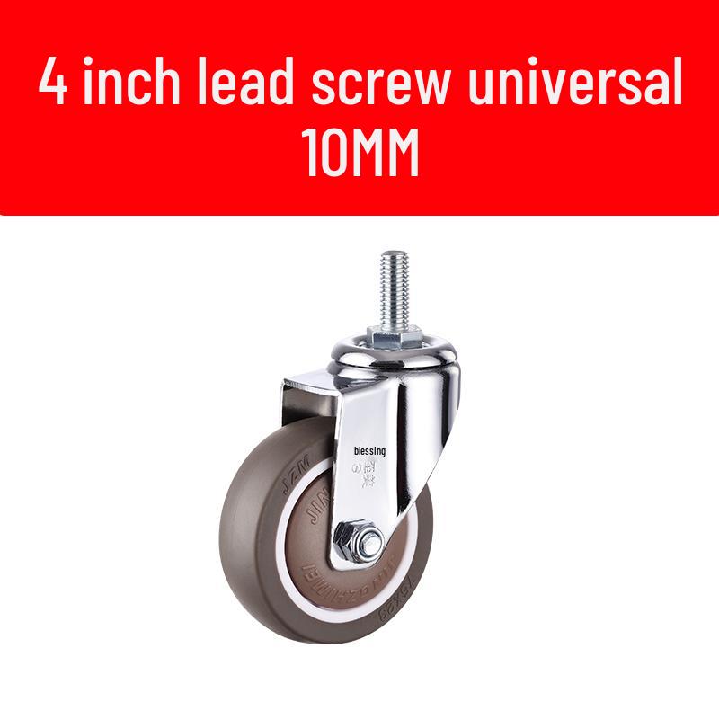 Rueda giratoria de goma universal con freno y rodamiento silencioso - Rosca M6/M8/M10/M12, Rodillo blando