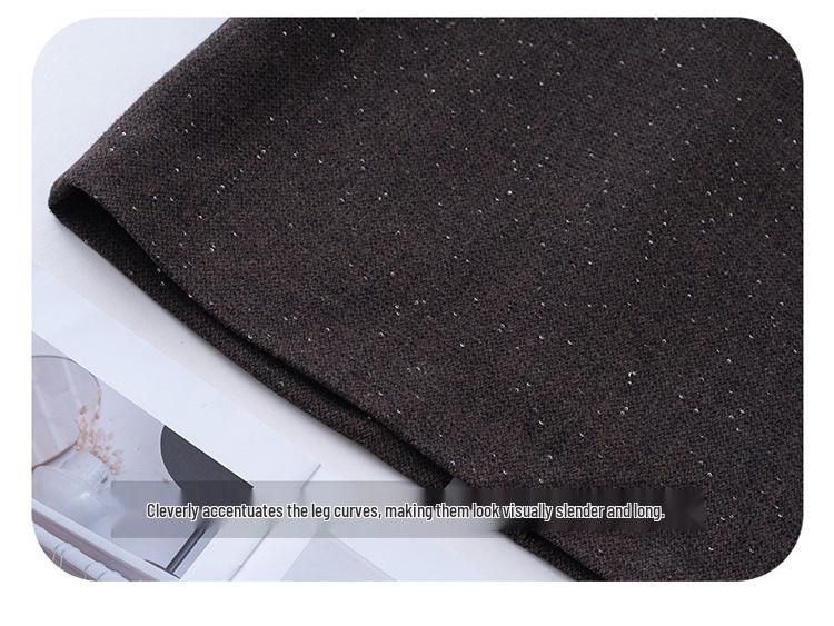Sequined Mid-Length A-Line Skirt - 2025 Autumn/Winter Slit Hip-Hugging Style for Women