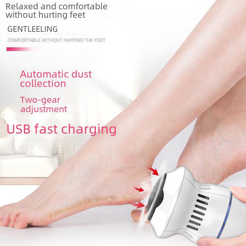 Rechargeable electric foot grinder for removing dead skin and calluses, pedicure device with USB charging, exfoliating and grinding skin.