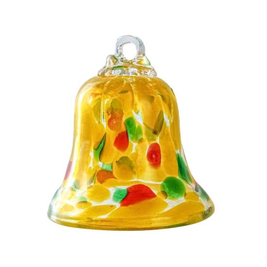 Glass Christmas Bell Ornament Hand Blown Glass Bell Colorful Bell Hanging Decoration for Xmas Tree Garden Patio Window