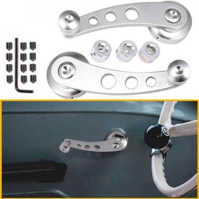 2X Silver Window Winder Crank Car Manual Door Handle Aluminum For Most Vehicles