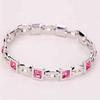 Jewelry Fashion Silver Plated Princess Cut Girl Elegant Crystal Charm Bracelet