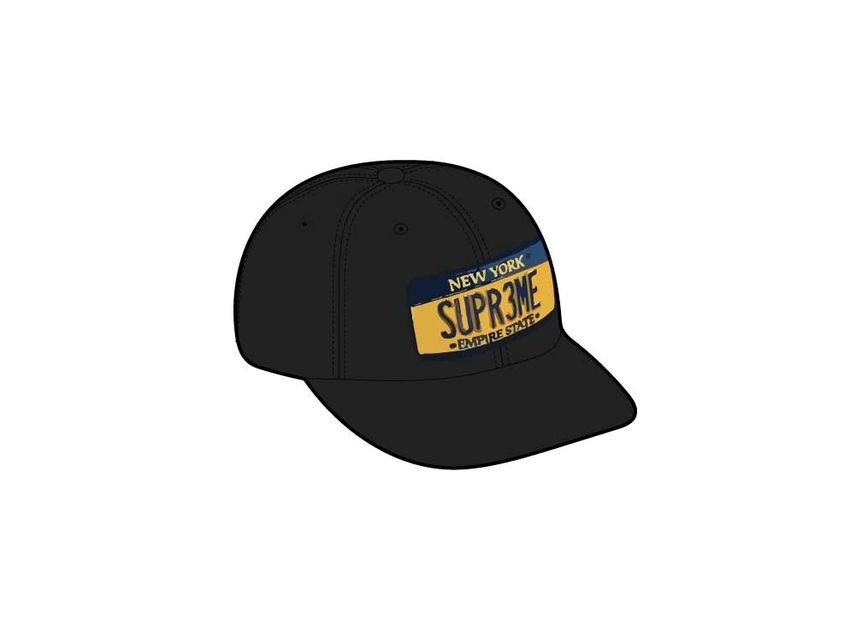 Supreme License Plate 6-Panel Black One-Size