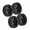 4pcs Set Racing Off road Vehicle Tires Rubber Tyre Wheel Rim for RC 1:10 Car Part (Black)