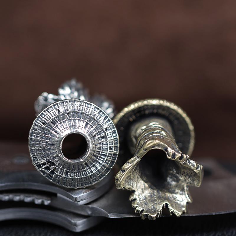Skull Knight-errant Brass Knife Bead Punk EDC Outdoor DIY Paracord Woven Lanyard Pendant Retro Umbrella Rope Bracelets Accessory