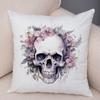 Coral Petal Skull Cushion Cover Double Print Orchid Watercolor Pillowcase Soft Plush Lavender Floral Skull Cushion Cover