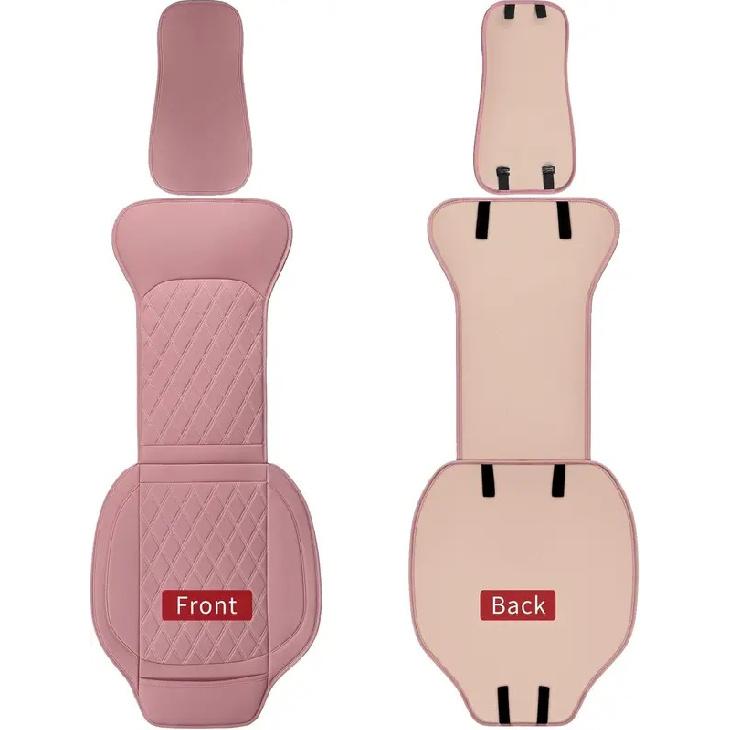Universal Front Leather Car Seat Covers Pink 2 Pcs, Anti-Slip Waterproof Auto Driver Cushions Fit SUV Pickup Van Sedan