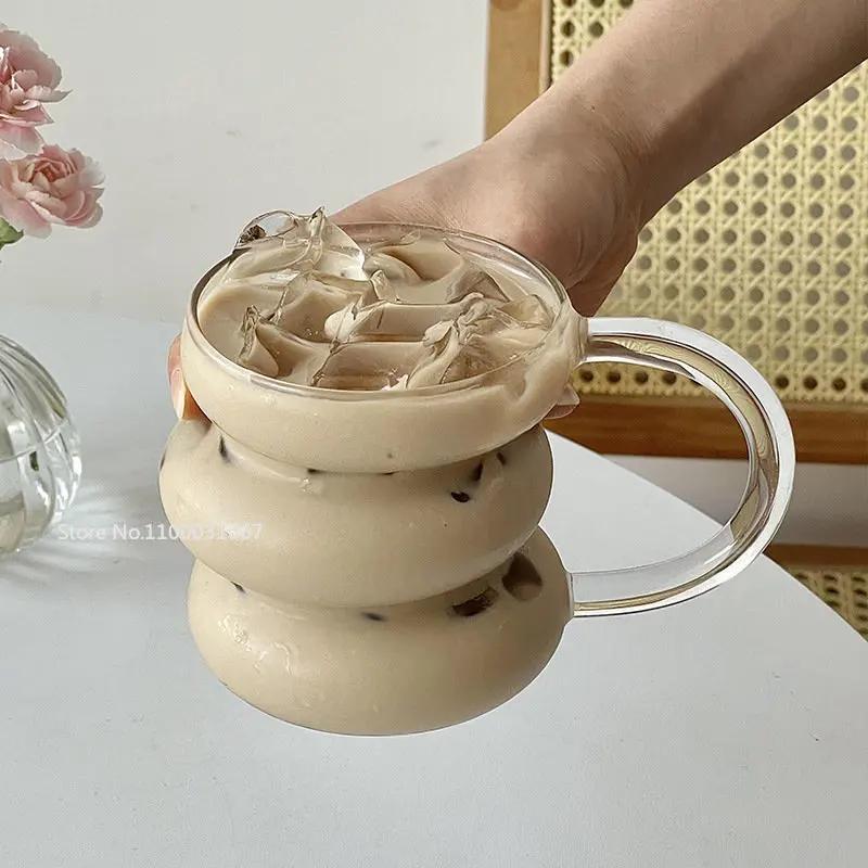 Gjennomsiktig Varmebestandig Glass Kaffekrus Glass Lattekopp Frokostkrus Melk Vann Cocktailglass Kopp Øldrikkeglass