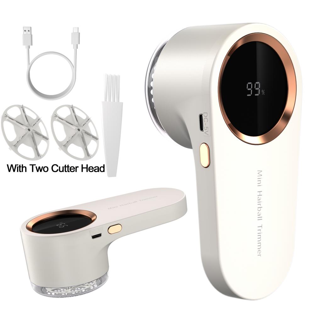 Portable USB Rechargeable Electric Lint Shaver and Fabric Trimmer with Digital Display, Includes Two Blades – Ideal for Clothes