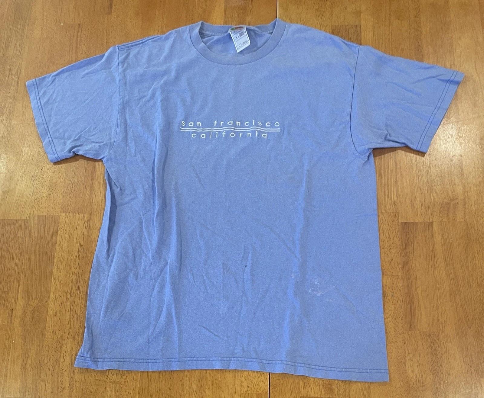 Vintage San Francisco California Shirt Large Embroidered Blue 2XL