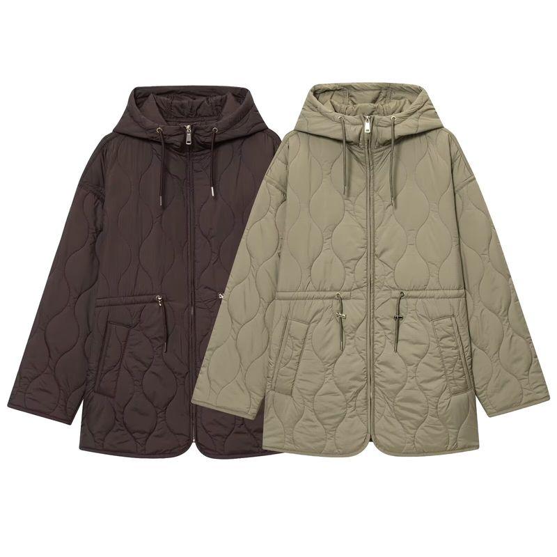 Kaslead New Women Clothes Western Style Versitile Fashion Hood Waist Hugging Quilted Coat 8372281