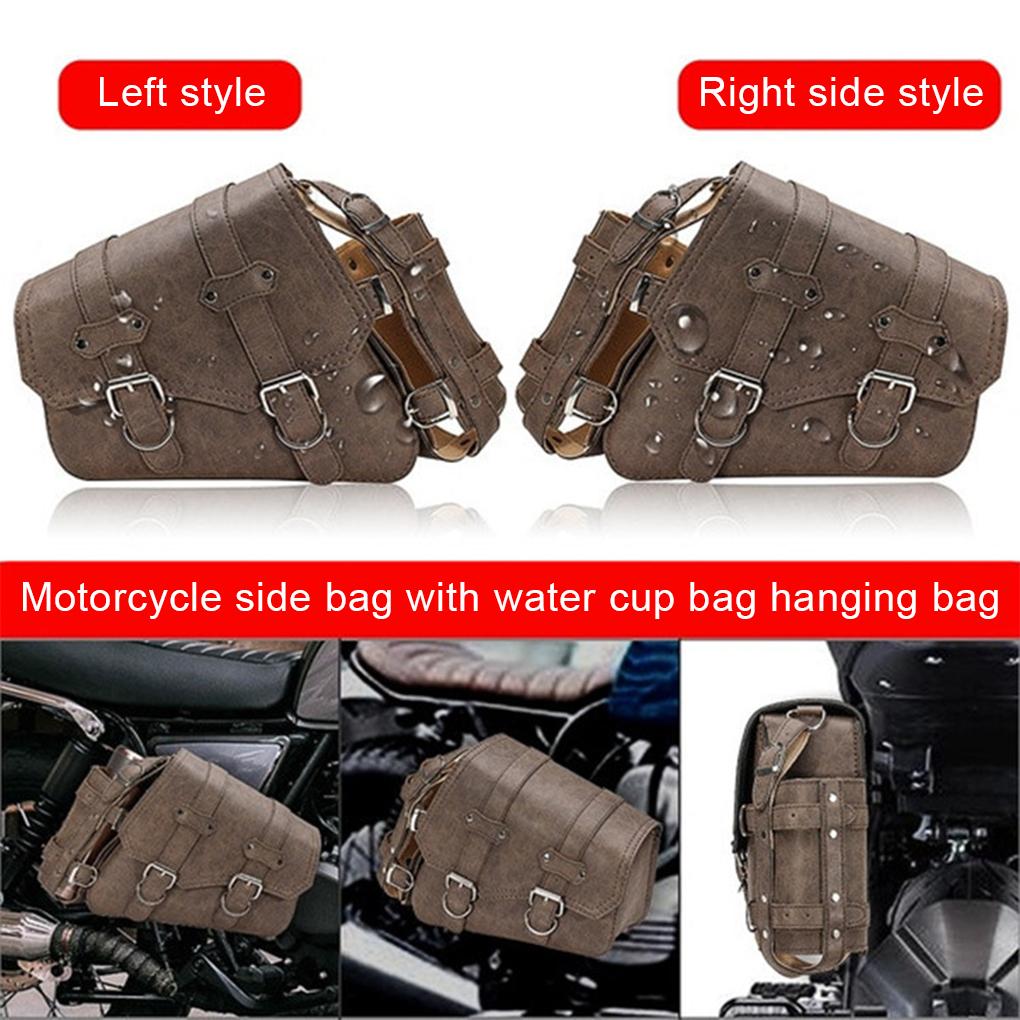 PU-lädermotorcykelsadelväska justerbar enfärgad soltät universal vintage motorcykelsadelväska tillbehör