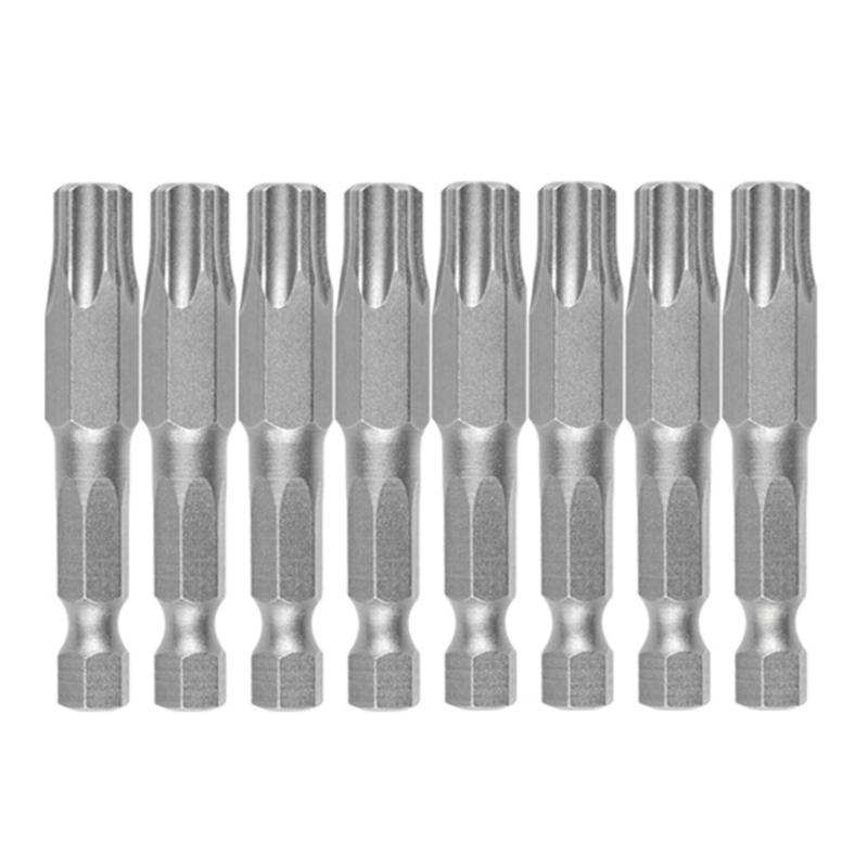 10Pcs 50mm Blossom Head Screwdriver Bit Set 1/4inch Hex Security Screwdriver Drill Magnetic Screwdriver Bit Tool