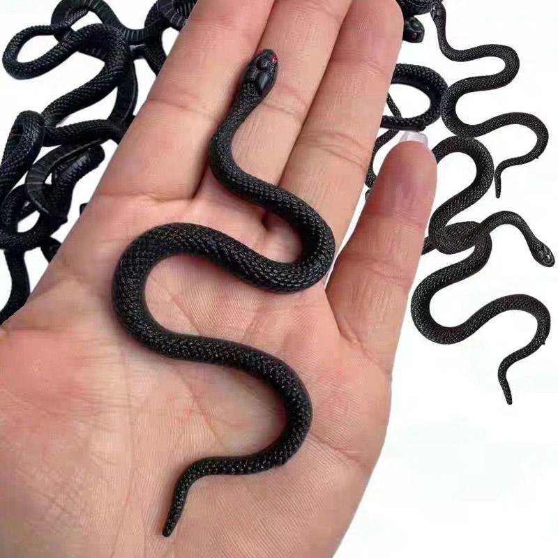 Mini Black Snake Soft Rubber Snake Toy Novelty Realistic Fake Scary Halloween April Fools' Day Party Funny Prank Props