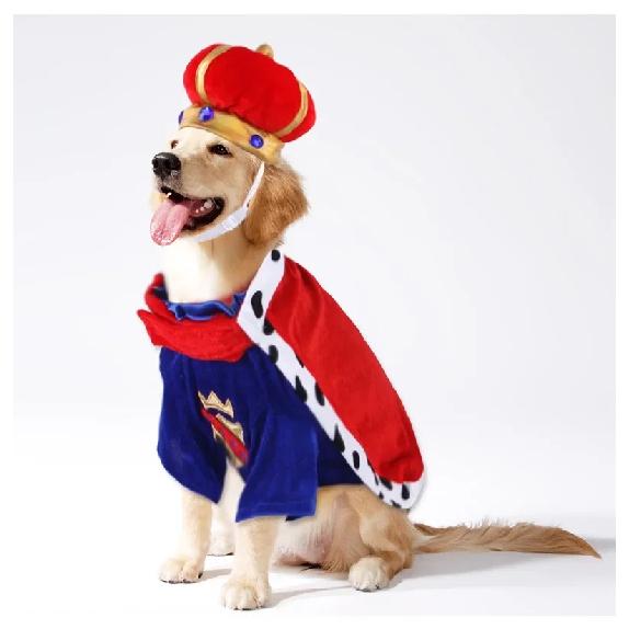 Dog Costume King Cloak and Hat Set Funny Dog Cosplay Costume King Set Medium Large Dogs Funny Clothing Dogs Halloween Costume