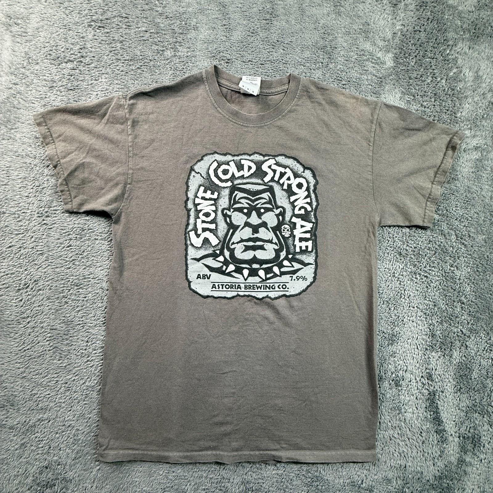 Stone Cold Strong Ale Astoria Brewing Co M Beer Graphic Cotton Faded Unisex T-Shirt XXL
