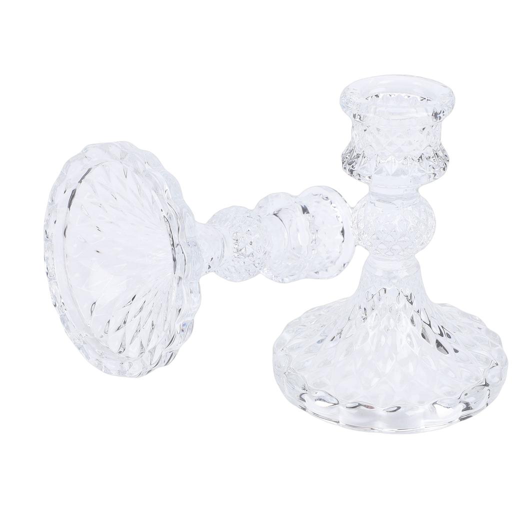 Candlestick Holders Set Clear Glass Taper Candle Holders for Wedding Party Romantic Dinner Festival Windowsill Decor