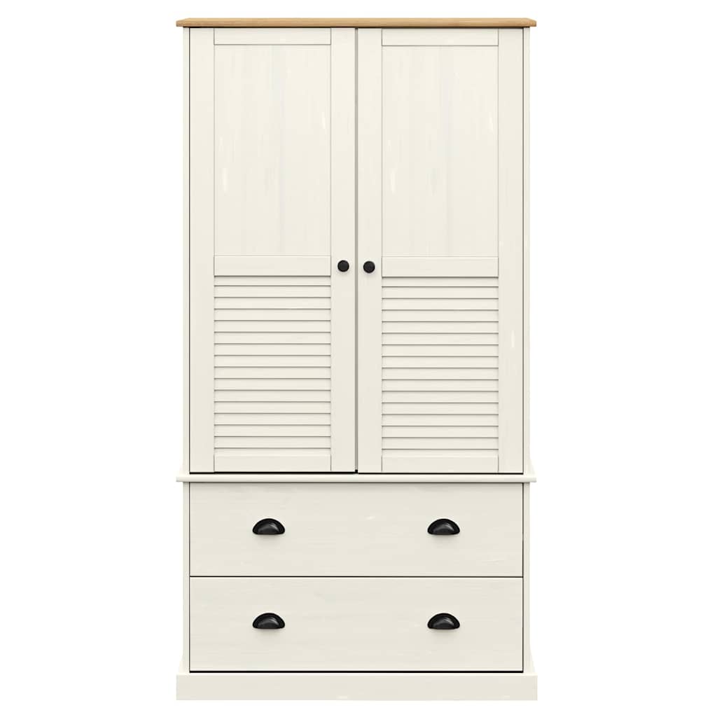 Vidaxl Vigo Wardrobe, White, 90X55X170 Cm, Solid Pine Wood