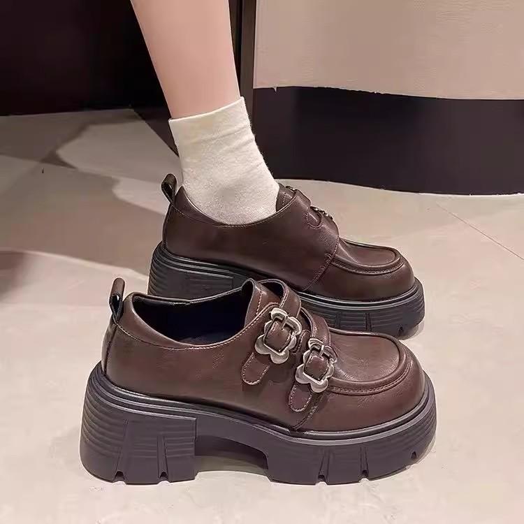 British Style Loafers Women's 2025 Spring New Heightened Platform Thick Heel Retro Mary Jane Single Shoes Small Leather Shoes Women