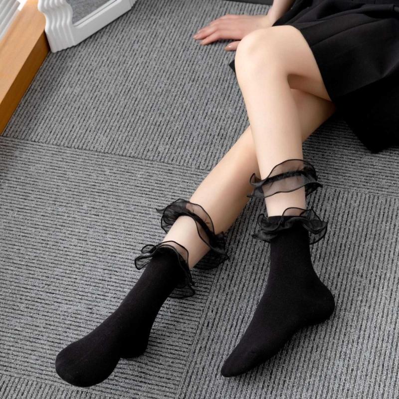 1 Pair Lace Ruffle Style Socks Cute Socks Girls Breathable Cotton Cute Lolitas Socks Sexy Womens Summer Short Thin Socks