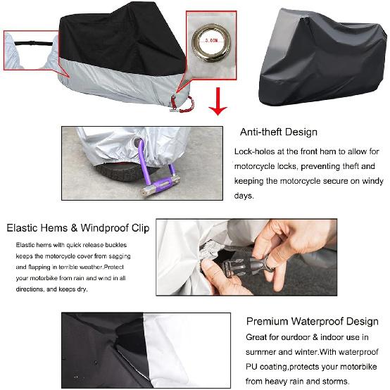 BAIONE Waterproof Motorcycle Dust Cover All Season Replacement for Indian Chief Chieftain Springfield Roadmaster Dark Horse 116 Inches 4XL