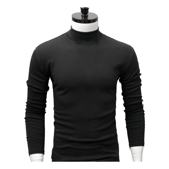 Men Shirt Solid Color Half High Collar Casual Slim Long Sleeve Tight Tight for Inner Wear