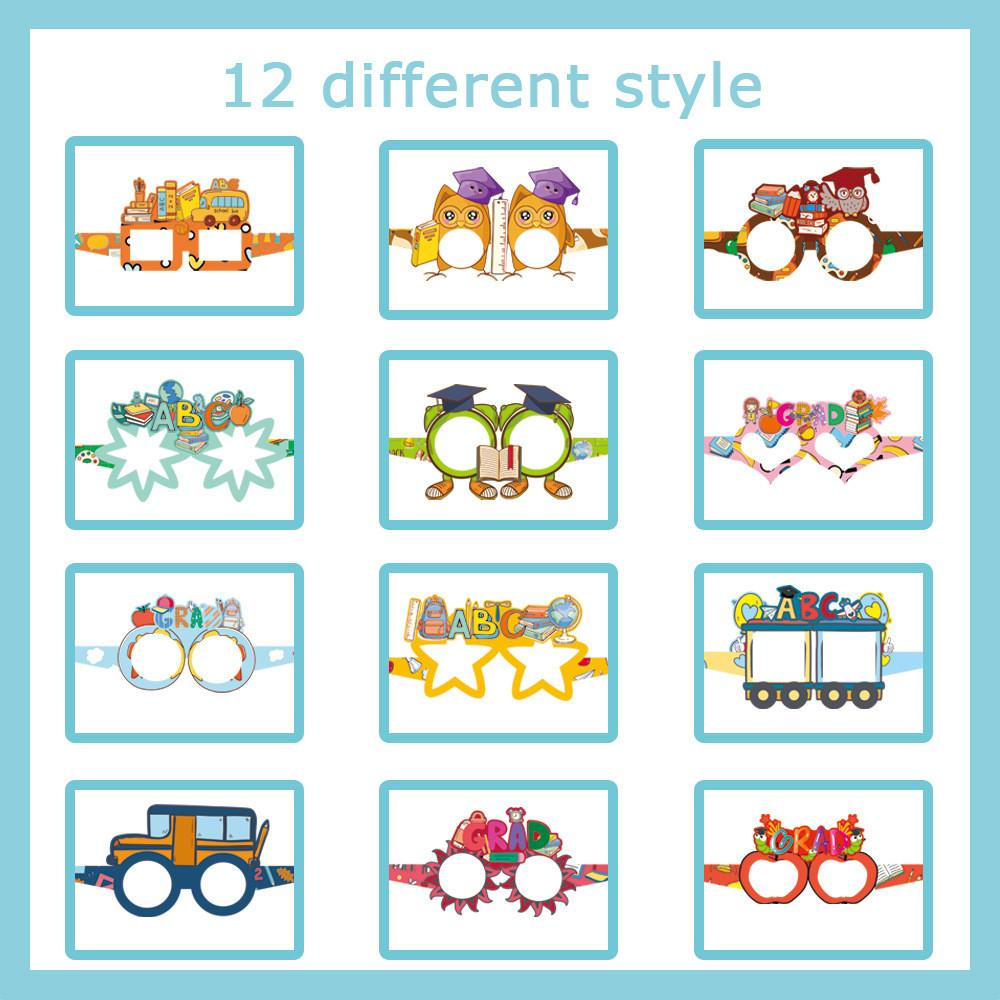 Theme Graduation Season Cartoon Pattern Paper Glasses Photography Props Decor
